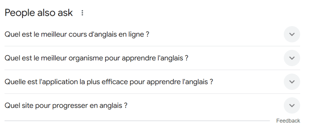 une section people also ask de google