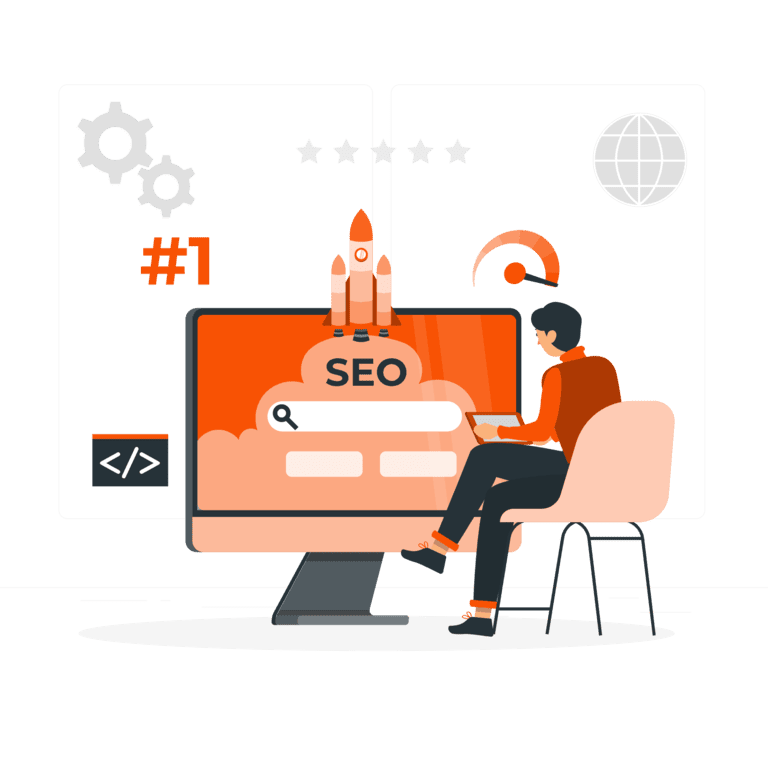 Un homme assis sur une chaise essayant d'optimiser un site web