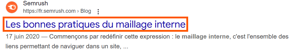 Exemple de titre SEO visible sur Google