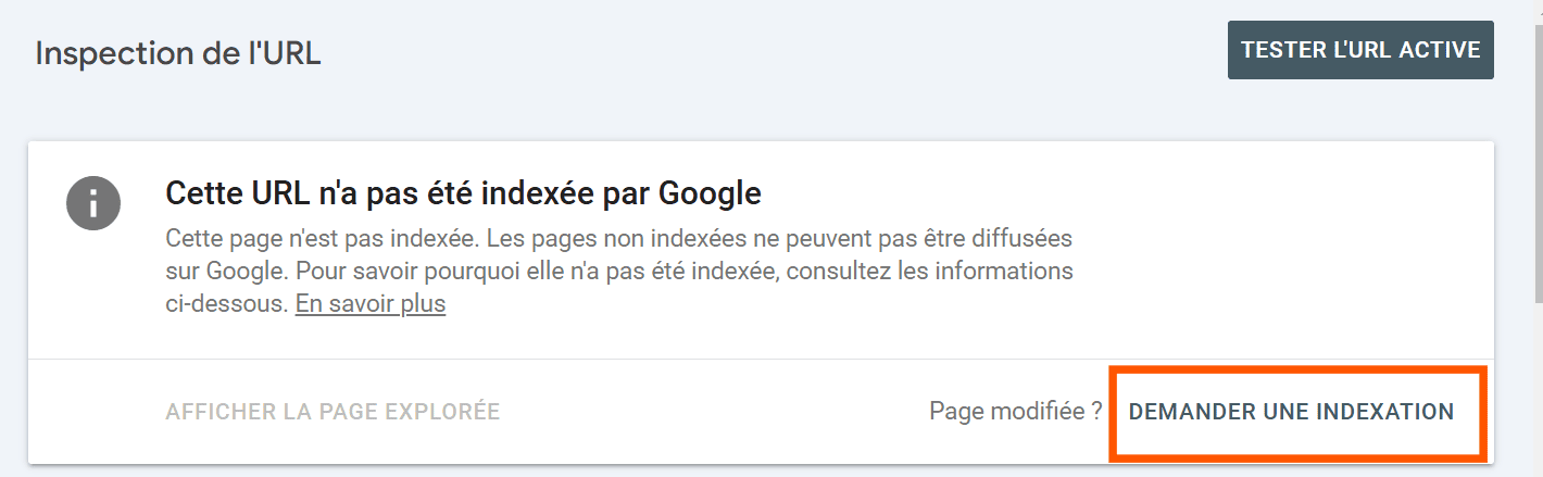 Demander l'indexation manuellement