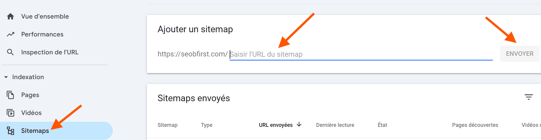 envoyer le sitemap a google search console